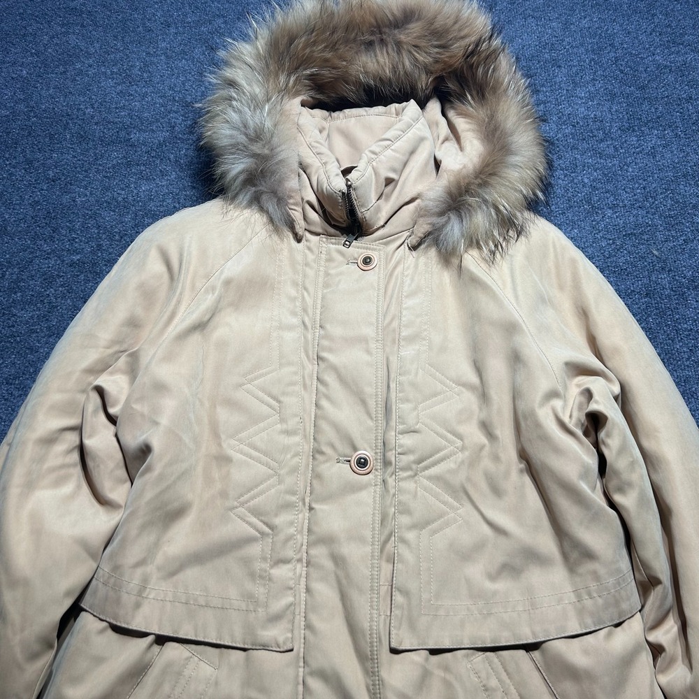 Gallery Women Beige/ Tan Parka Winter Coat Faux Fur Trim Removable Hood - XS - Picture 3 of 8